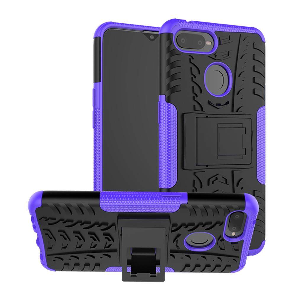 OPPO F9 Case, dimike Ban Kickstand Stand Hibrida Baja Kuat Bertekstur Outdoor Gaya Ramping Lapisan Ganda Sesuai PC + TPU Anti-Selip Guncangan Penuh Perlindungan Kotak Pelindung Tahan Lama casing Belakang Ponsel Casing Kover untuk OPPO F9