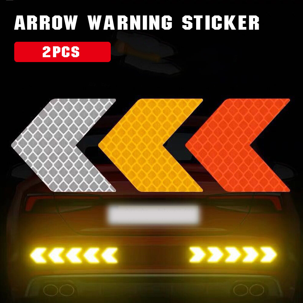 JaneDream White-2Pcs Car Reflective Sticker Arrows Pattern Warning Decals For Motorcycle Auto Tail Bar Bumper Safety BYD ATTO 3