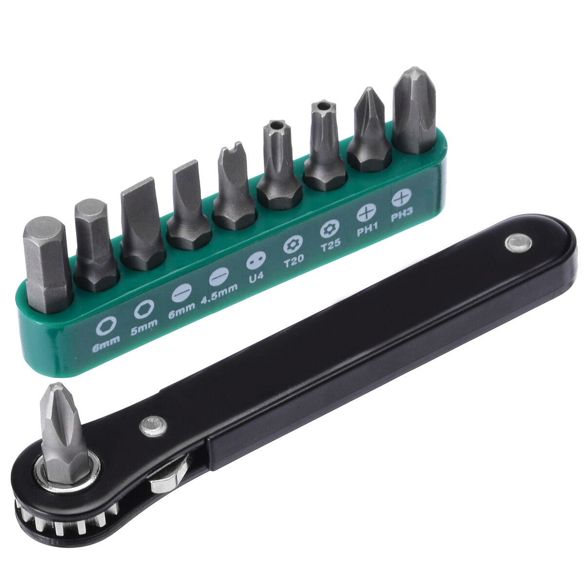 BOKALI 1SET  10 in 1 Mini Right Angle Offset Hand Ratchet Screwdriver Ratchet Driver Tool Set