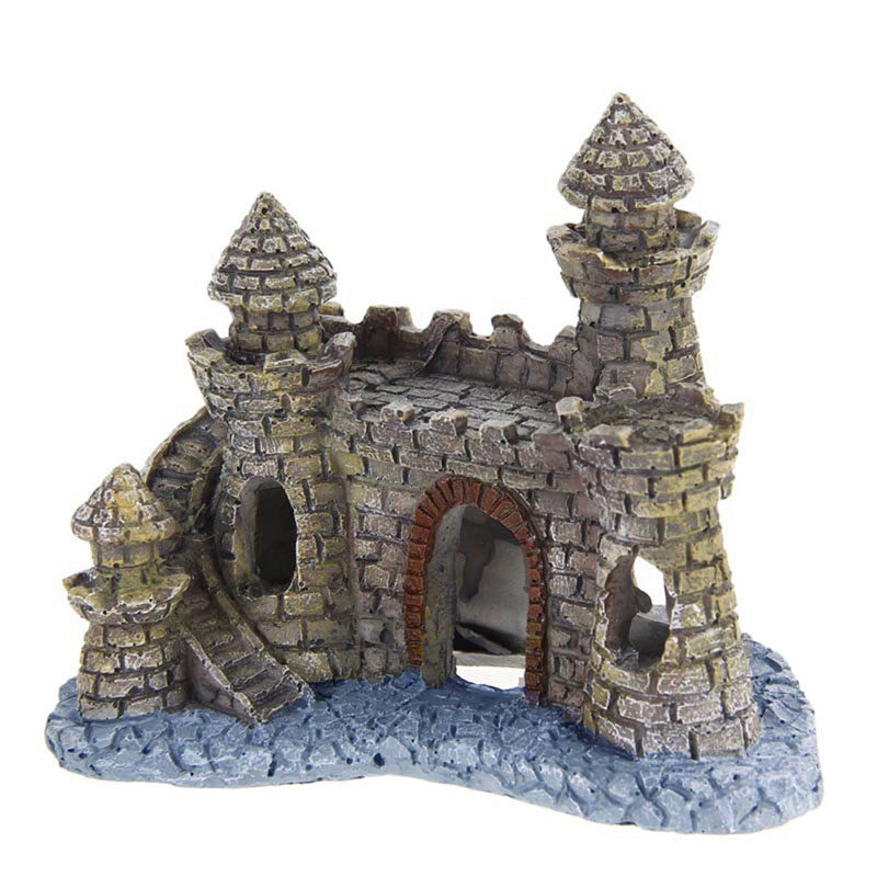 Polyresin Tower Castle Aquarium Ornament Fish Tank Decoration Accessories New
