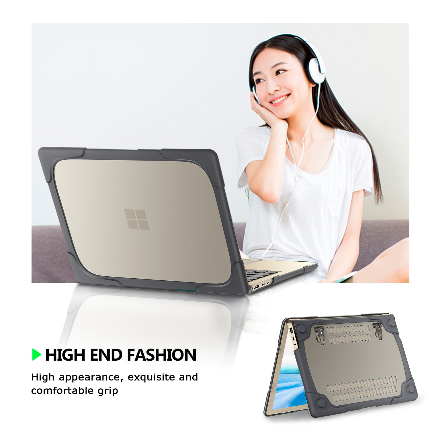 Transparent Heavy Duty Hard Shell Case for Microsoft Surface Laptop 4 / 3 15" with Metal Keyboard,Protective Cover with Kickstand for Surface Laptop 4 / 3 15 inch 2021