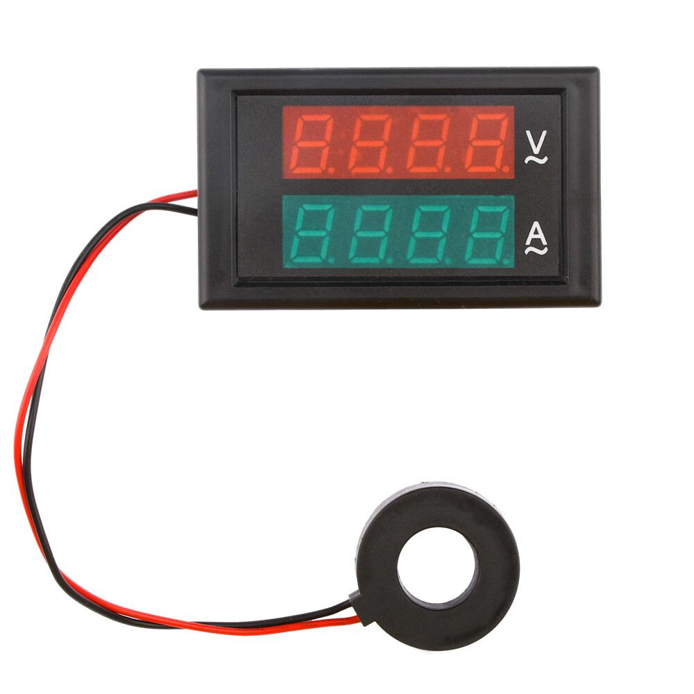 Foriot Đồng hồ đo vôn Ampe 300V 100A Vôn kế Điện áp và dòng điện mét kỹ thuật số hiển thị thời gian kép 0.39 inch LED điện áp cường độ dòng điện Tester