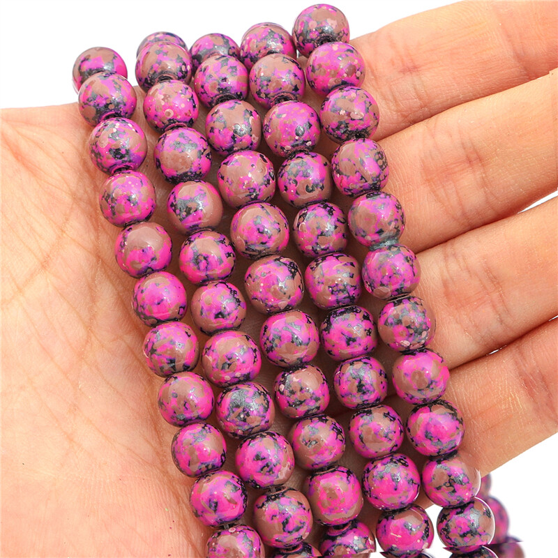 8mm Natural Stone Round Hematite Loose Spacer Beads For Earring Necklace Bracelet DIY Jewelry Making Accessories About 15''/Strand (38cm)