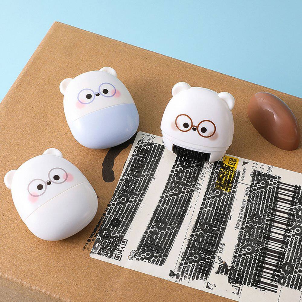MMLUCK Mini Portable Self-Inking Data Guard Garbled Messy Code Data Protector Privacy Confidential Stamp Privacy Seal Roller Theft Protection Roller Stamp Information Coverage Stamp