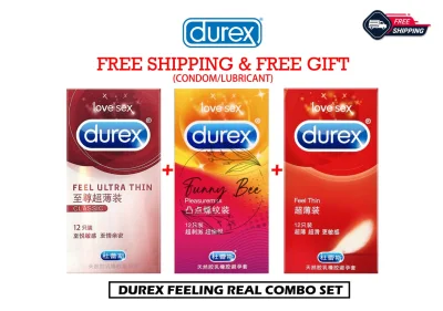 Durex Feel Thin+Feel Ultra Thin+Pleasuremax Combo Set Condom For Men 12pcs Each - Alat Sex Lelaki Nipis Kondom