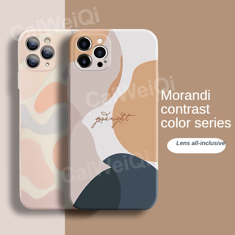 Fashion Trend Morandi Casing OPPO A16 Reno 6Z Reno 6 5G OPPO A16 A54 A53 2020 A94 A15 A15S A52 A92 A59 F1S Realme C15 C25 C25S C12 Realme 5 5i 6i C3Geometry Soft Ultra-thin color contrast soft shell Case