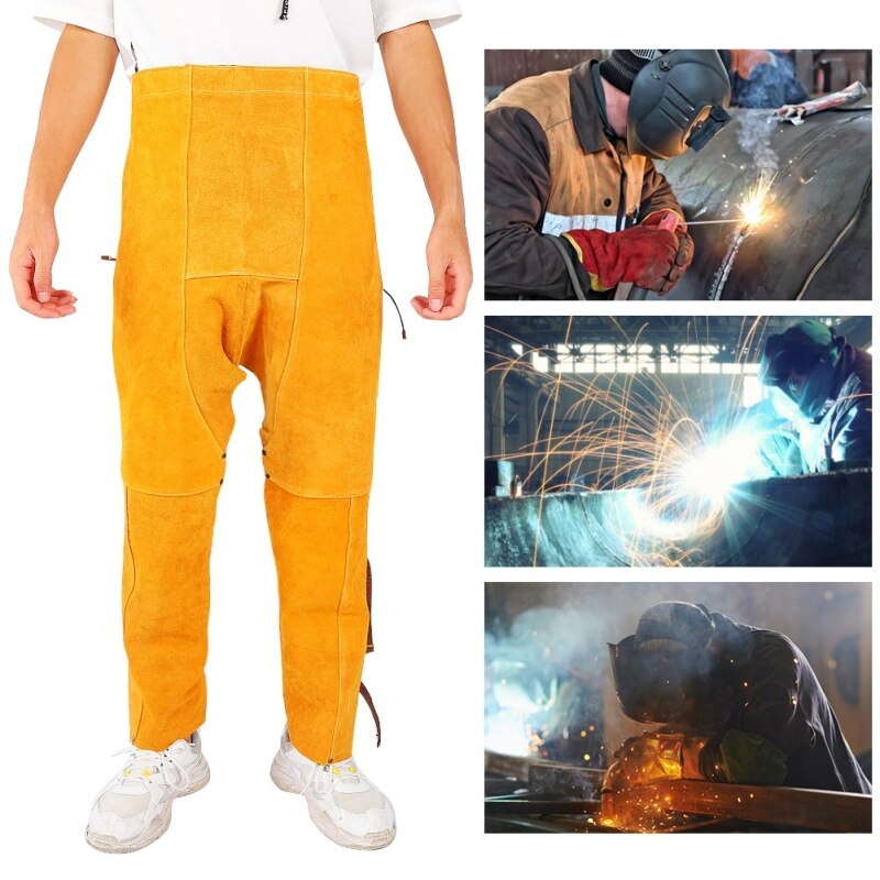 Heat-resistant Welded Adjustable Cattlehide Safety Wear-resistant Knee Leg Protector Pants