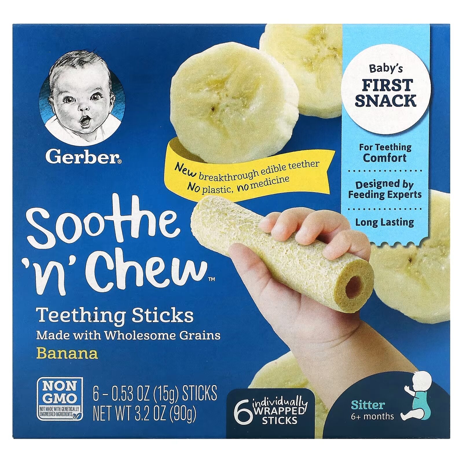 [PREORDER] SOOTHE 'N' CHEW TEETHING STICKS 6+ MONTHS BANANA 6