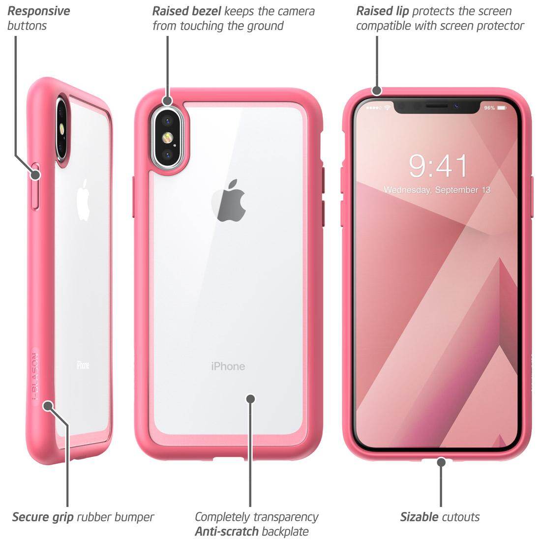 For iPhone X Case Scratch Resistant i-Blason Clear Case