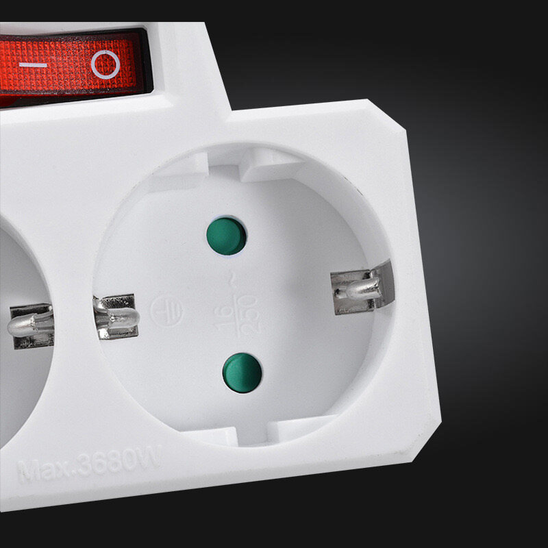 16A CE Đồng EU Đức tường Bộ chuyển đổi mở rộng cắm với công tắc điện, 1 để 2 EU Schuko ổ cắm với an toàn màn trập Ổ cắm kéo dài