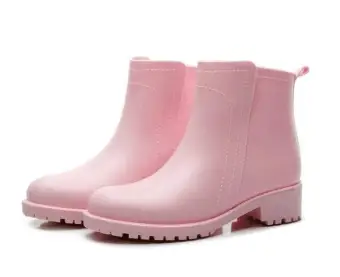 pink ankle rain boots