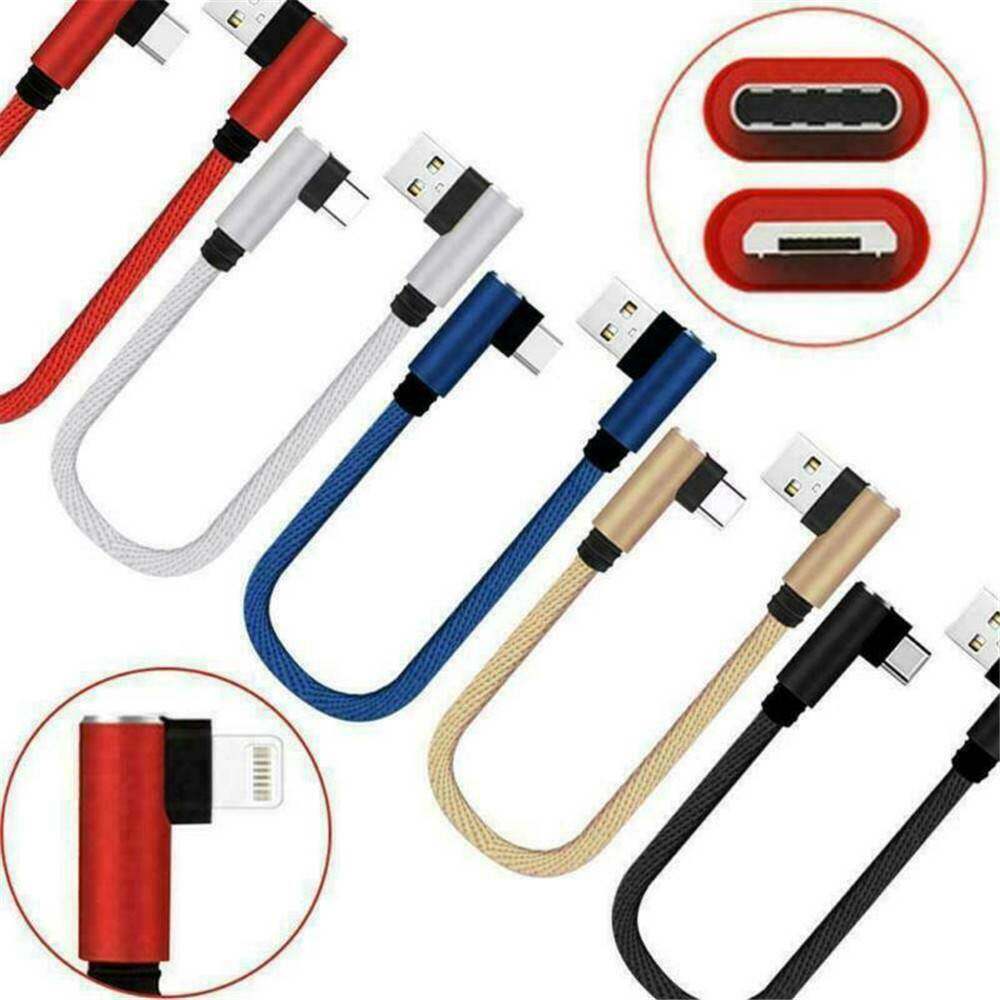 【YWZY】【Cửa Hàng Akula 】 1 Cáp Sạc Ngắn 25Cm, Cáp Khuỷu Tay Micro USB C Type-C Lightning 90 Độ