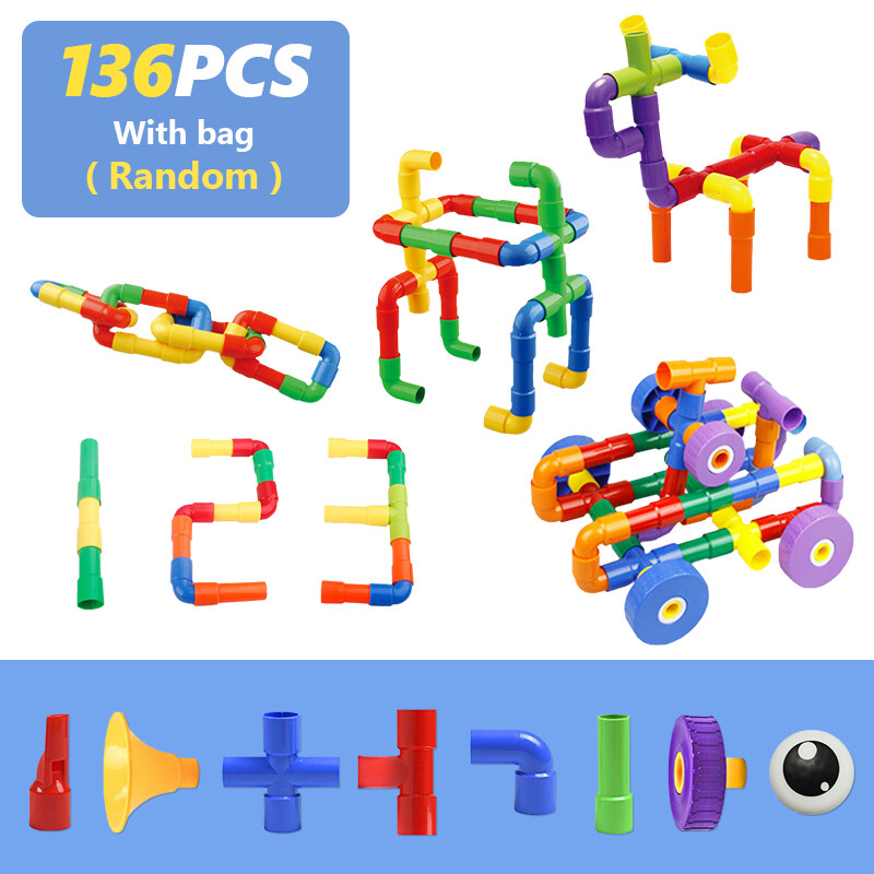 TOYSMARS DIY Water Pipe Building Blocks Toy Enlightening Pipeline Tunnel Construction Bricks Educational STEM Puzzle Toys For Children