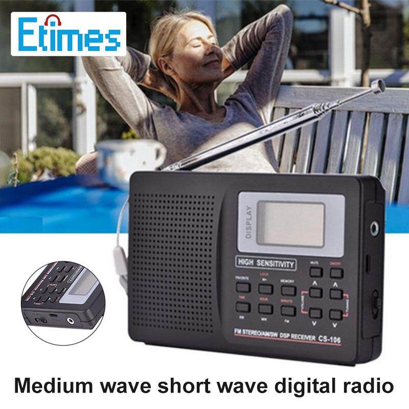 Portable Digital Stereo World Full Band Radio Receiver AM//FM//SW//LW Radio Clock