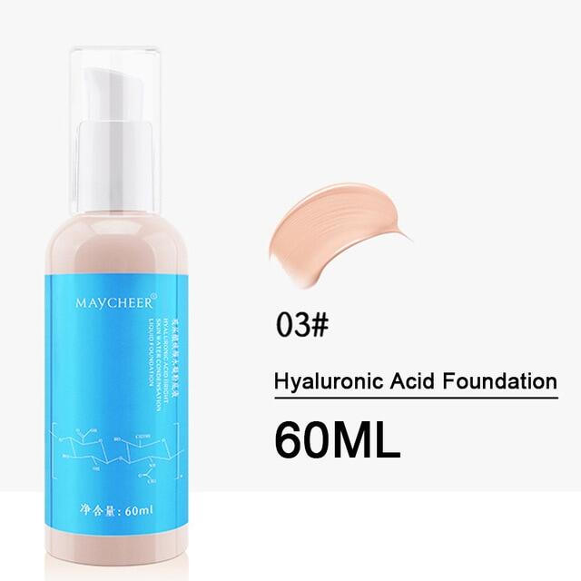 New 60ML Hyaluronic Acid Bb Cream Skin Care Liquid Foundation For Whitening Brightening Hydrating Concealer Dry Skin Foundation 
