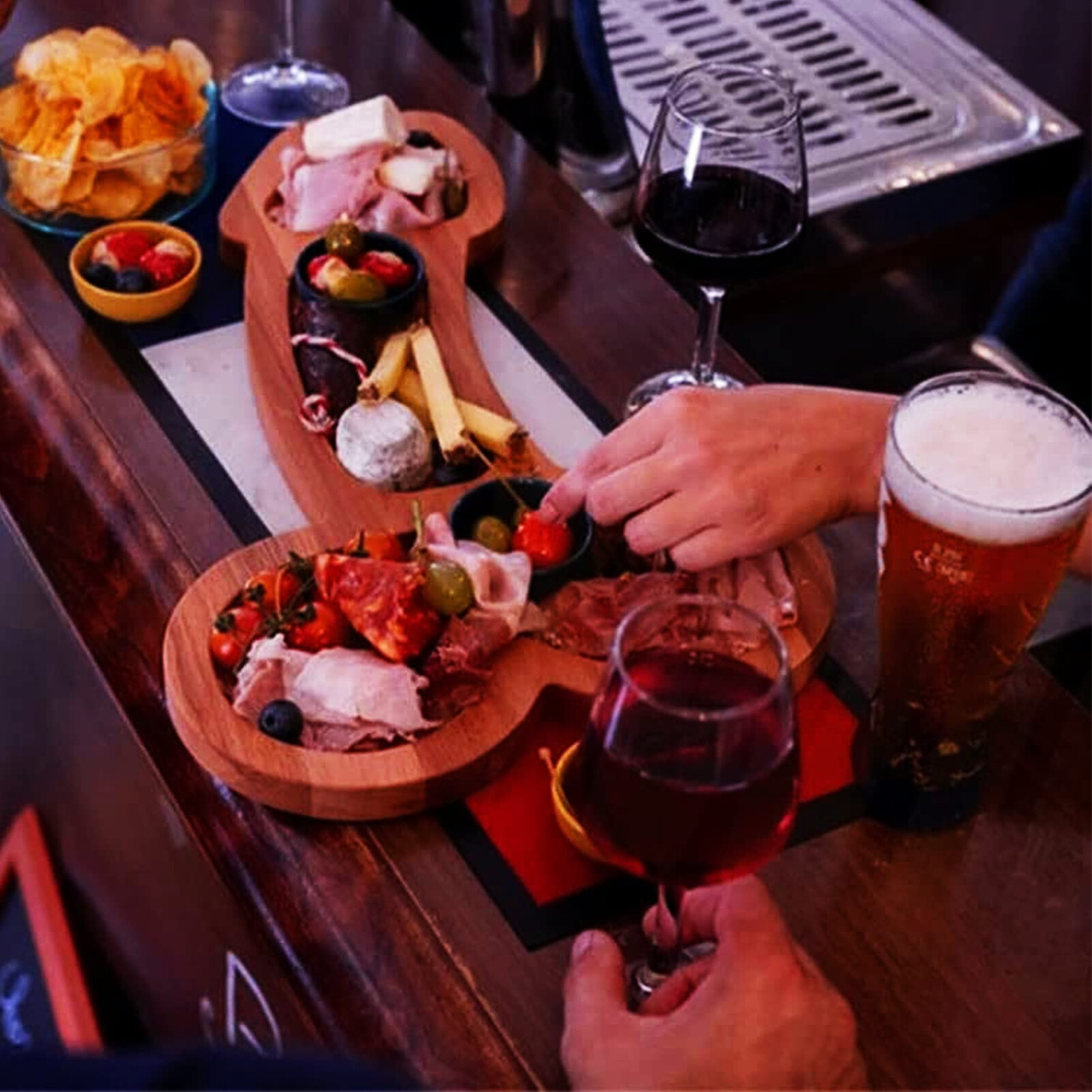 Aperitif Board Wood Cheese Board 3 Large Spaces for Aperitif