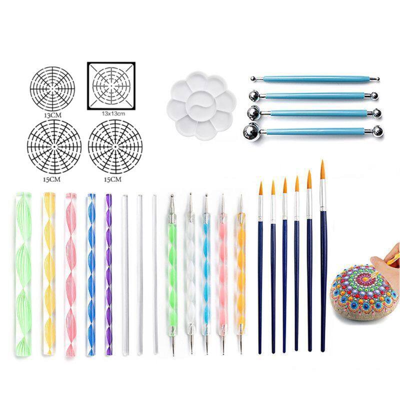 28pcs Mandala Dotting Tools Kit for Painting Rock Stone Pen Art Paint Stencil Brush
