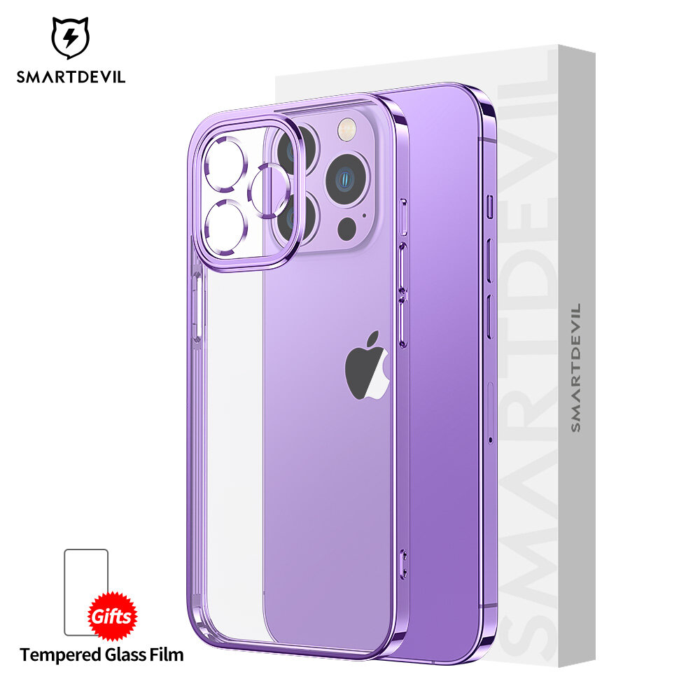 SmartDevil Plating Glass Phone Case for iPhone 14 Pro max Case iPhone 14 Pro Case iPhone 14 Plus 14 Case Soft edge Glass Case Anti Fingerprint Protect From Scraping