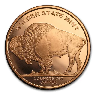 U.S. United States GSM Buffalo Nickel Indian Head 2oz 2 oz .999 Fine Cu Copper Round Coin (Made in United States)