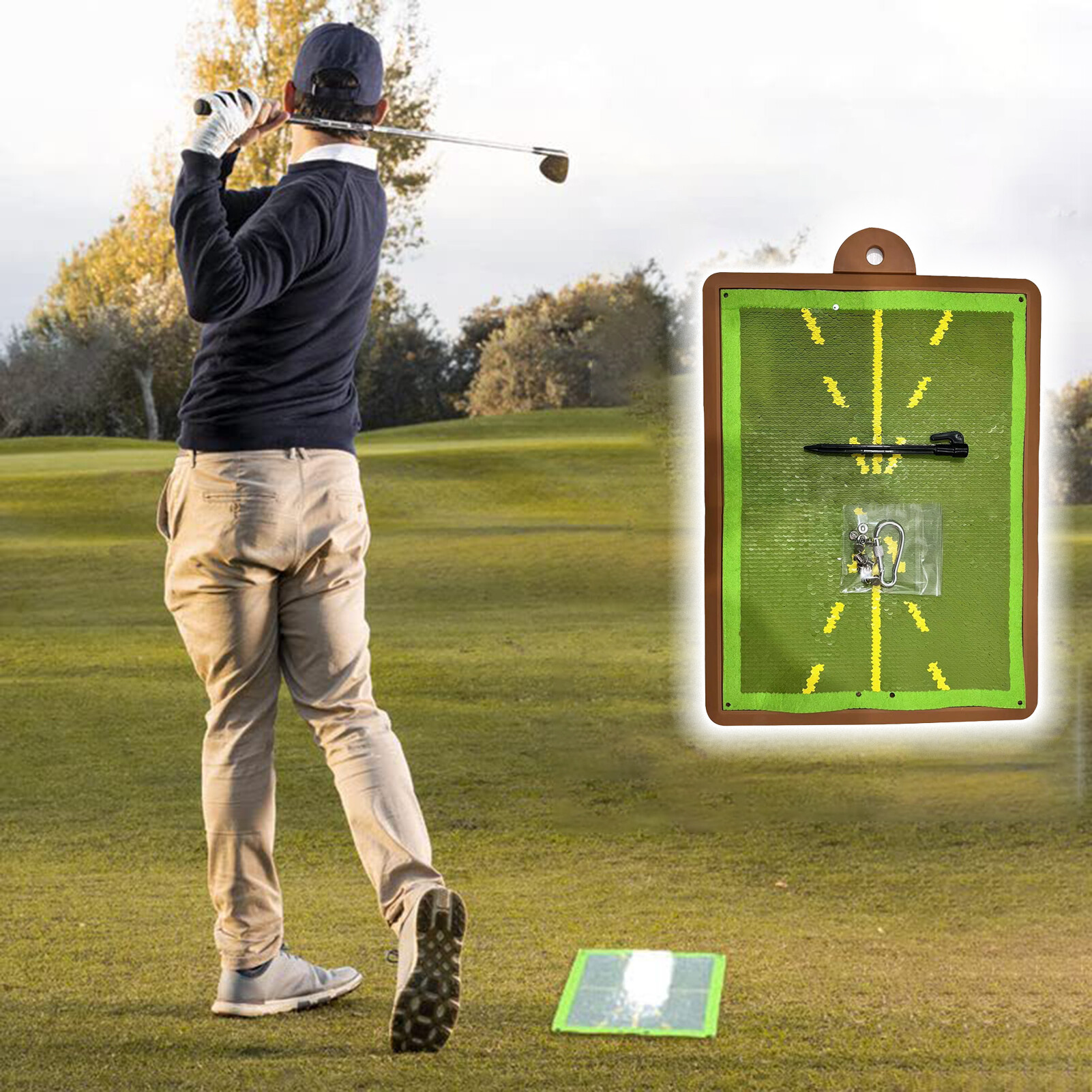 Golf Swing Training Mat Strong Grip Anti-slip Golf Practice Plastic Hitting Trajectory Check Directional Mat Golf Accessories Convenient Golf Swing