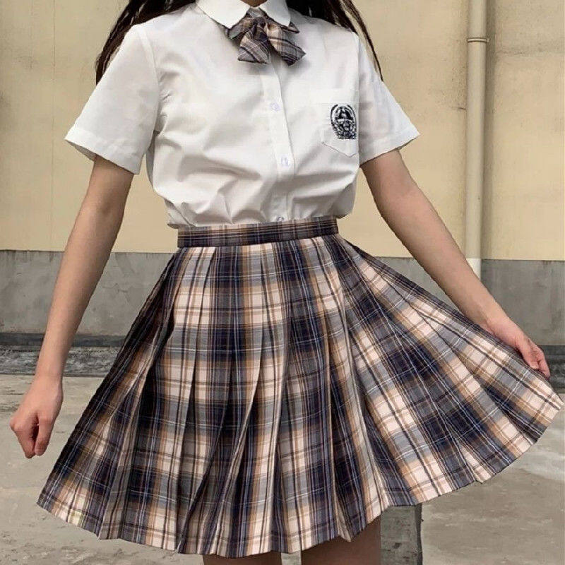 Xiaochun JK uniform skirt genuine pleated skirt plaid skirt female student Korean version was thin lower body skirt a high waist