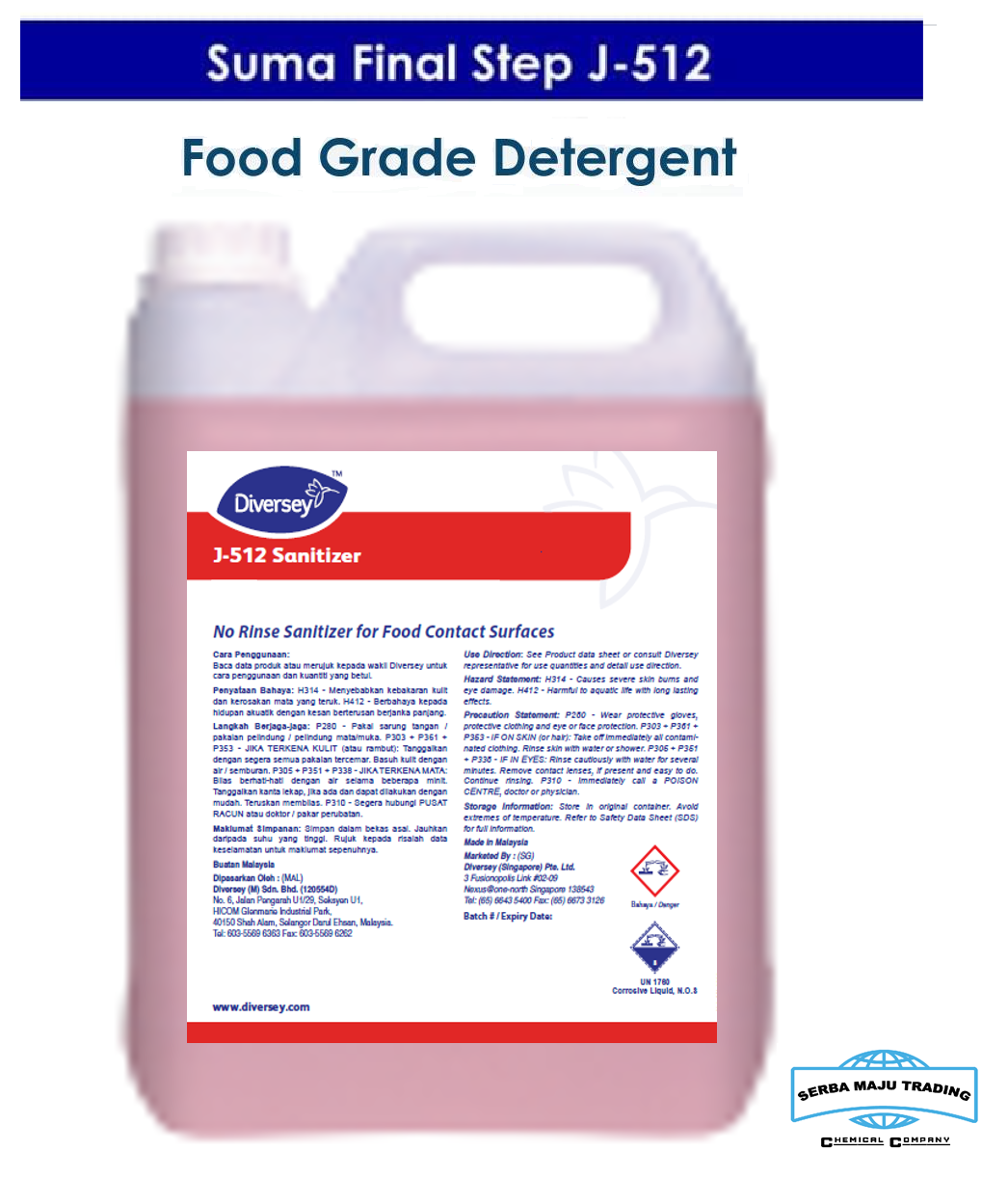 DIVERSEY J512 SANITIZER / J512 / J512 / j512 / j512 (5L) Lazada