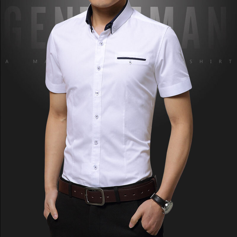 ASRV Men's Thin Slim Fit Short Sleeve Dress Shirts Shirts Under Suits Short Sleeve Dress Shirts