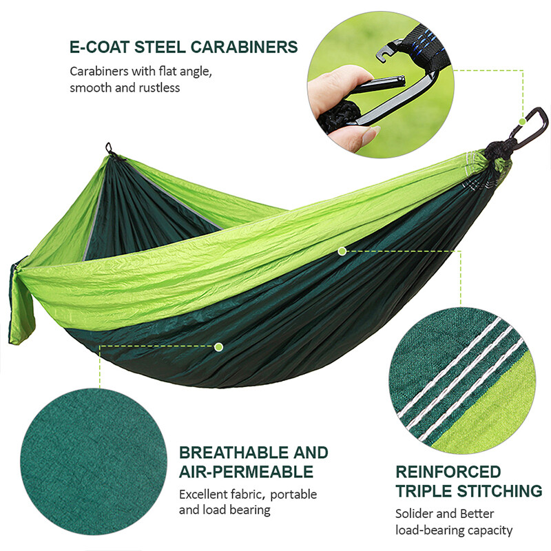 Yoomee Võng Cắm Trại Đôi Cỡ Lớn Võng Dây Đeo Cây Di Động Võng Du Lịch Bằng Nylon 210T Võng Dù Nhẹ