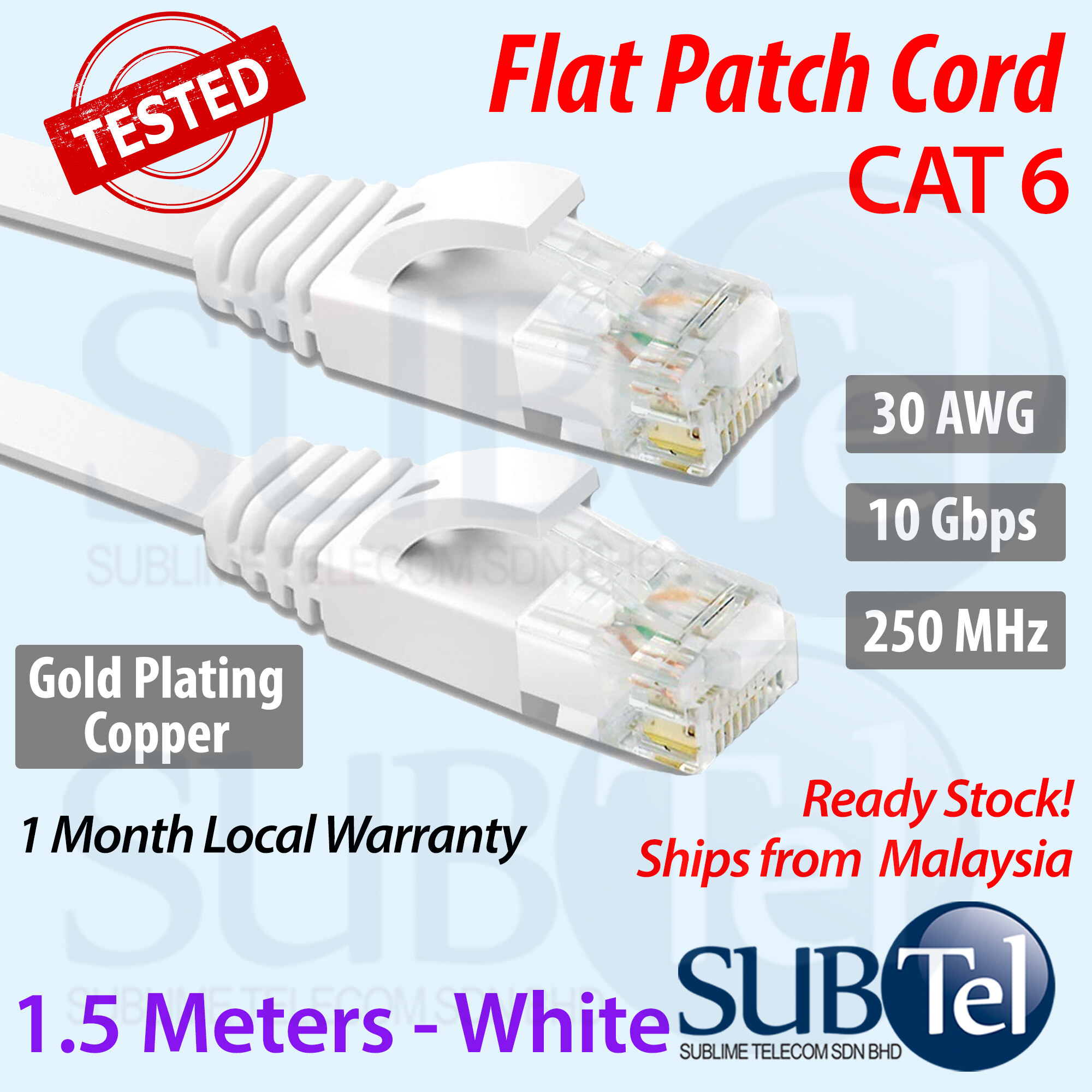 SENTEC CAT6 Network Cable Flat Patch Cord LAN Gigabit Ethernet 10G RJ45 ...