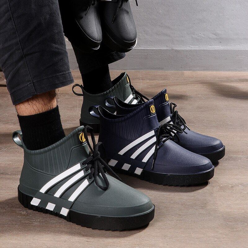 Slip on Rainboots Men s Rubber Shoes Fishing Boots Short Rain Shoes Men