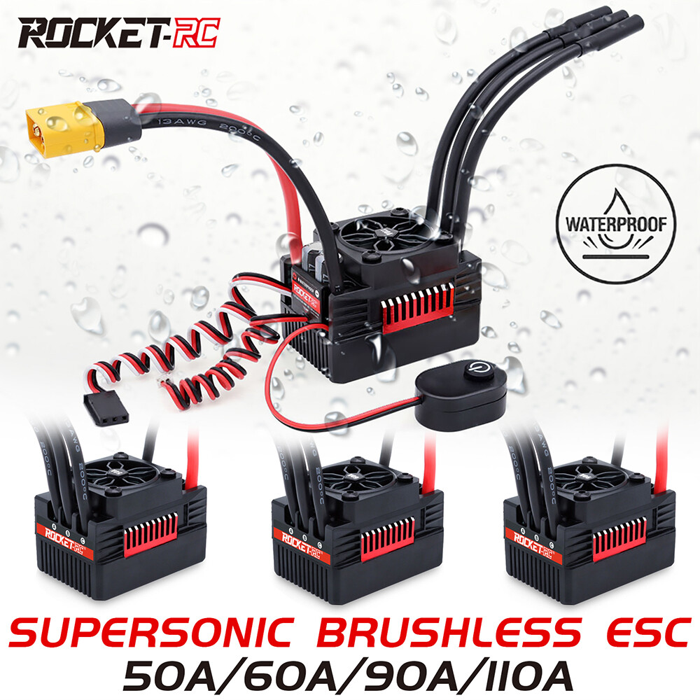 Máy Bơm Không Chổi Than Không Thấm Nước Rocket V2 Supersonic 45A 60A 80A ESC Thiết Bị Điều Khiển Tốc Độ Với 5.8V/5A BEC Cho Động Cơ 3650 Bộ Phận Xe Hơi Điều Khiển Từ Xa 1:10