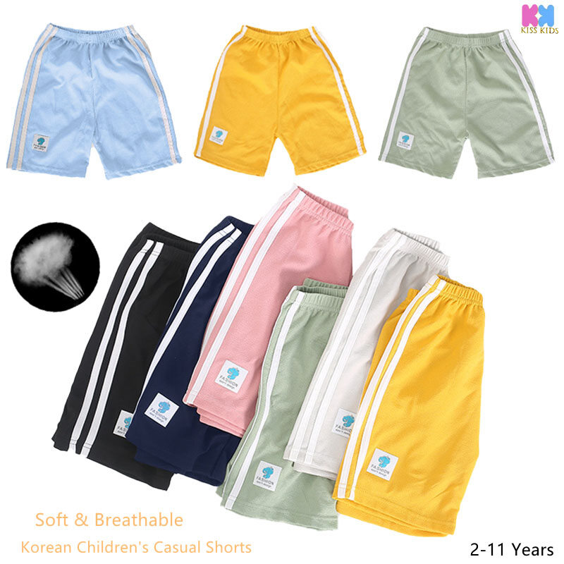 (Ready Stock)Kid's Shorts Pants Boys Girls Hot Plain Pants Students Sports Pants Outer Wear Casual Pants Kids Thin Air-Conditioned Pants Blue Yellow Green White Black Pink Dark Blue