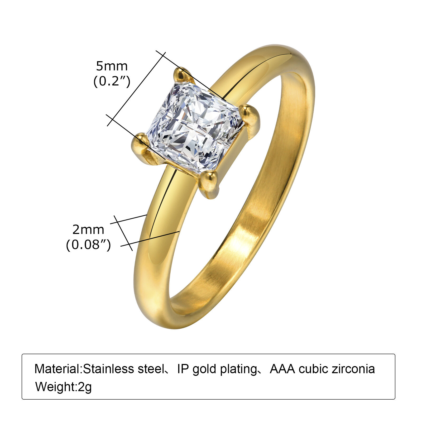 Vnox Exquisite Sparkling Cubic Zircon Engagement Rings for Women, Gold  Color Stainless Steel Wedding Band Finger Gift Jewelry