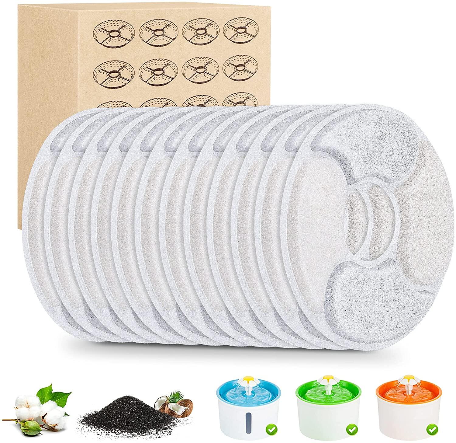 Bộ 12 tấm lọc than hoạt tính thay thế cho đài phun nước 54oz/1.6l hỗ trợ cho mèo cưng uống nước - INTL