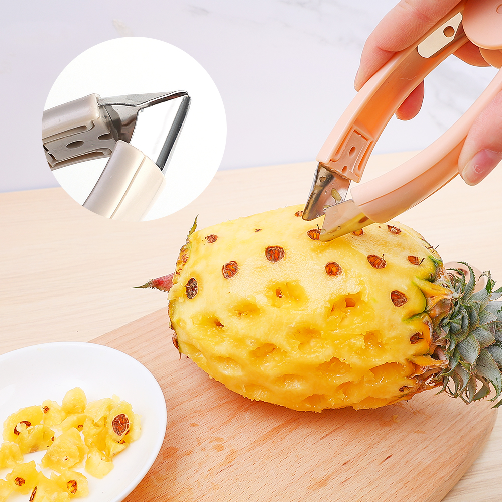 Kitchen Gadget Pineapple Knife Peeler Cutter Slicer 304 Stainless Steel Pineapple Digging Core Tools Vegetable Fruit Eye Clip