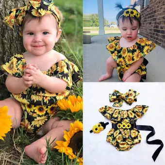 newborn baby girl sunflower outfit