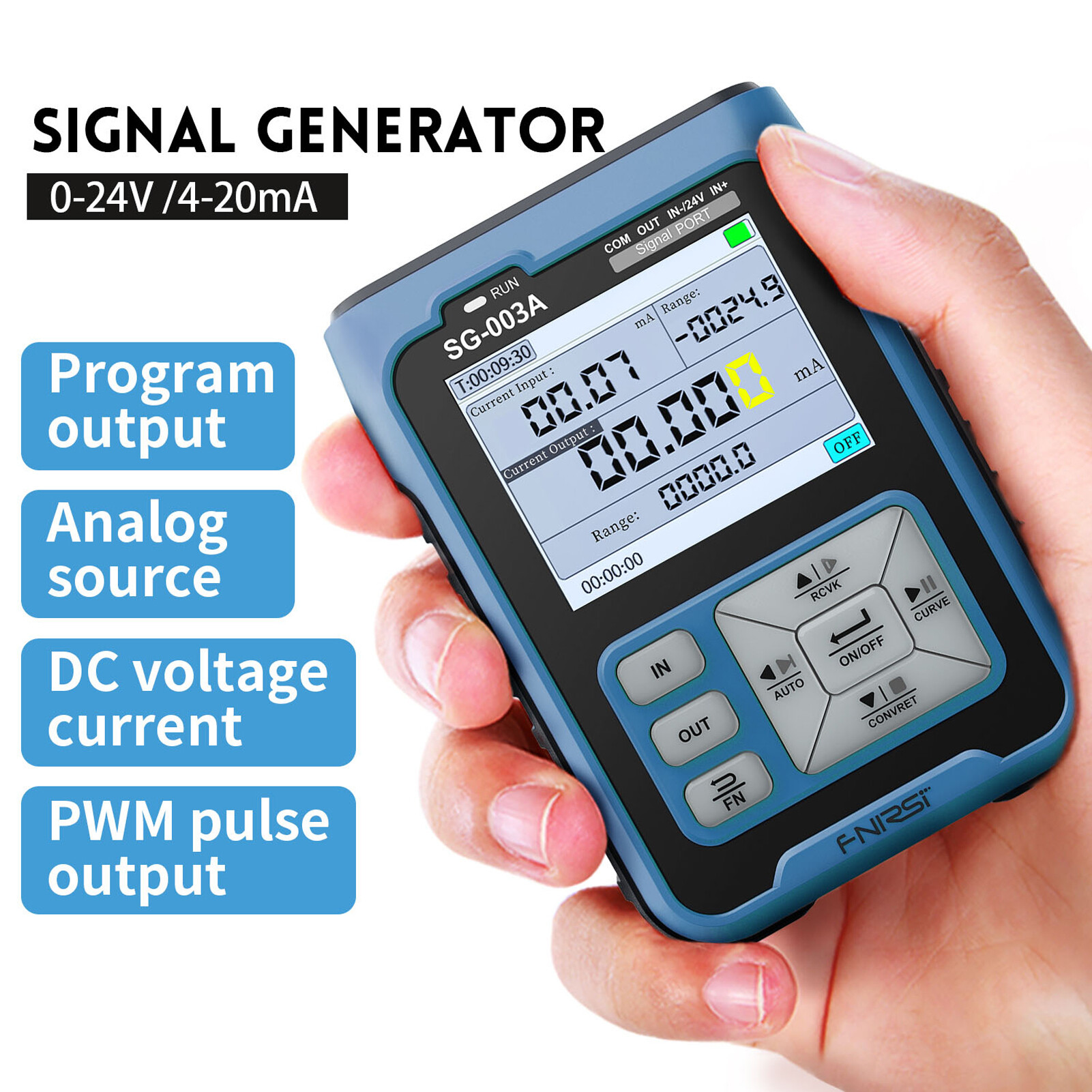 Meterk FNIRSI Portable Handheld 0-10V 4-20mAh Adjustable Current Voltage Simulator Signals Generator Sources Calibrator Transmitters with 2.4 Inch LCD Display Screen