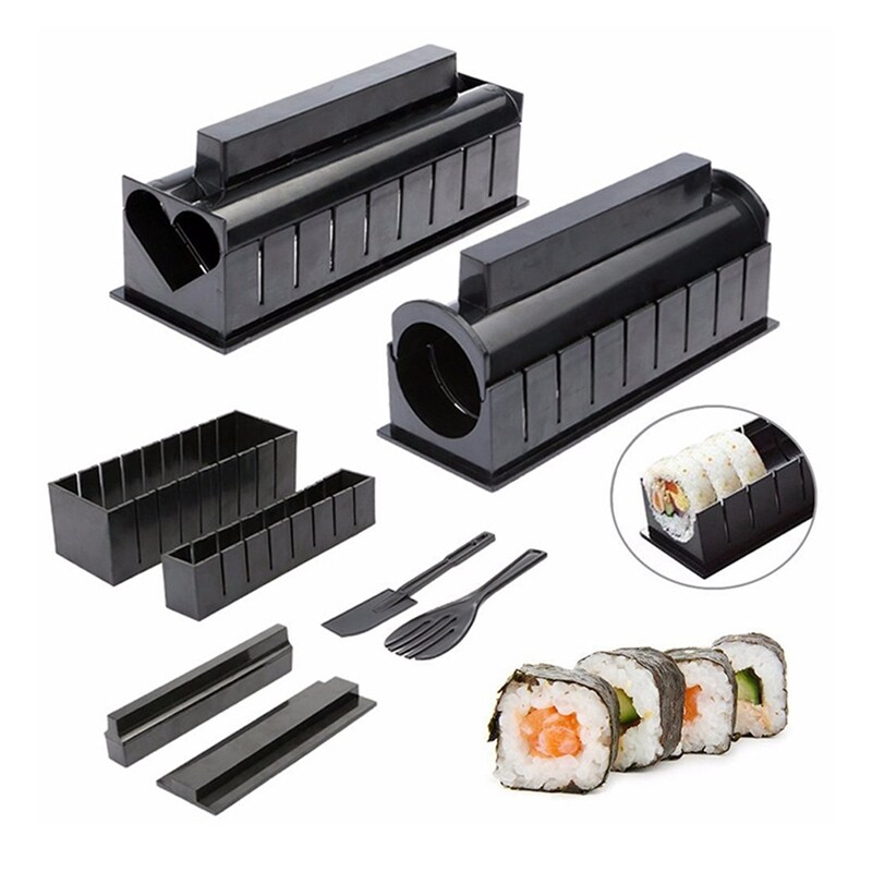 Bộ 11 chiếc bộ dụng cụ làm sushi, khuôn cuộn bánh gạo viên nhật bản, khuôn sushi đa năng dụng cụ làm sushi dropship nóng bức 1 1 1 1