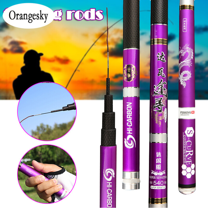 Orangesky Superhard 6h28 Carbon Fiber Hand Fishing Pole Super Light Stream Rod Telescopic Fishing Rod