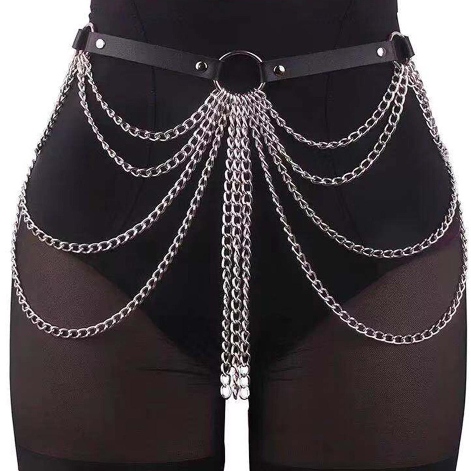 BNTREND Multi-Layer Waist Chain Belly Chains Gothic Body Chain for Girls Women