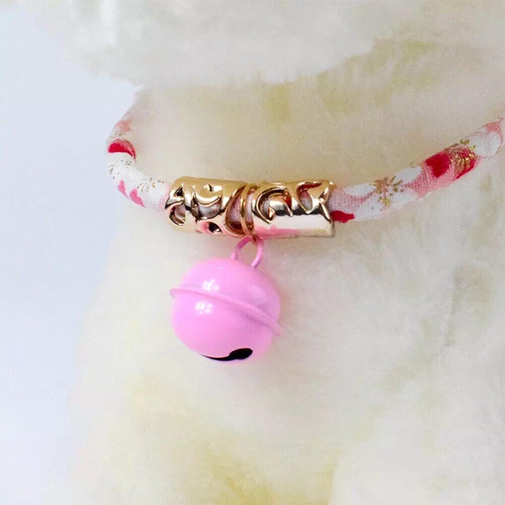 Lovinland Adjustable Japanese Cat Collar Retro-Style Cat Neck Ring Cat Dog Accessories With Bell