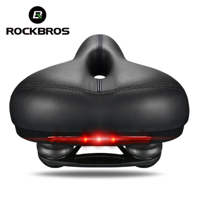 ROCKBROS MTB Bicycle Saddle Taillight Cushion Bike Leather Saddle Rail Hollow Soft Bicycle Part Front Seat Mat Cover