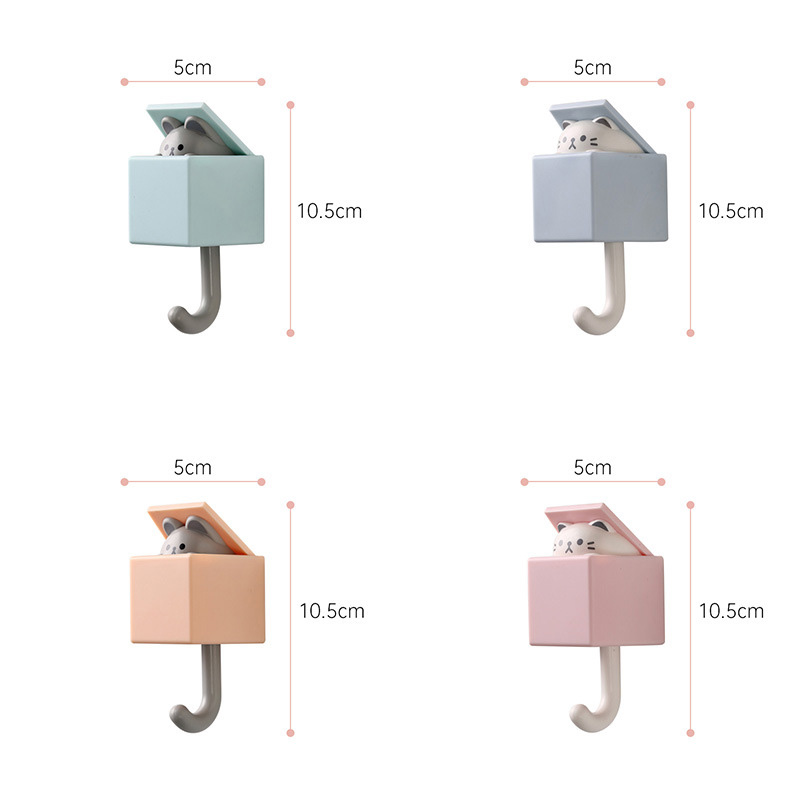 Cat hook cute punch-free clothes hook seamless hook nail-free animal hook porch key strong hook.