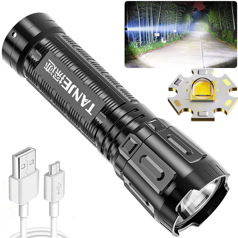 Đèn Pin LED Sạc USB Đèn Mạnh Đèn Làm Việc Đèn Pin Chiến Thuật COB Cầm Tay Chống Nước 3 Chế Độ Đèn Lồng Cắm Trại Có Thể Thu Phóng