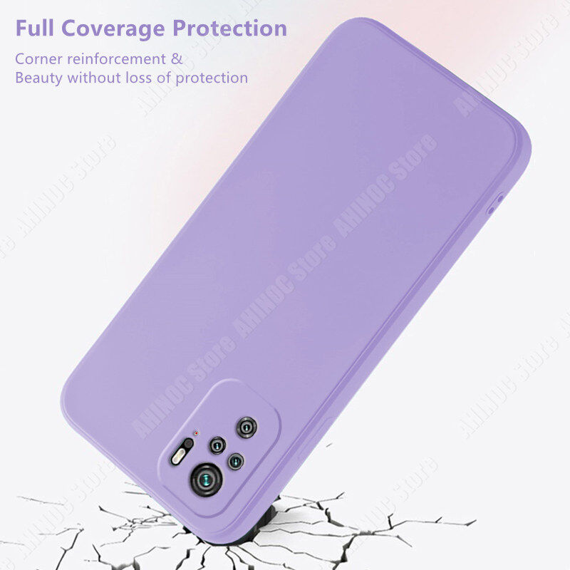 For Xiaomi Redmi Note 10 Note 10S Phone Case Straight Edge Liquid Silicone Casing Soft Shockproof Back Cover