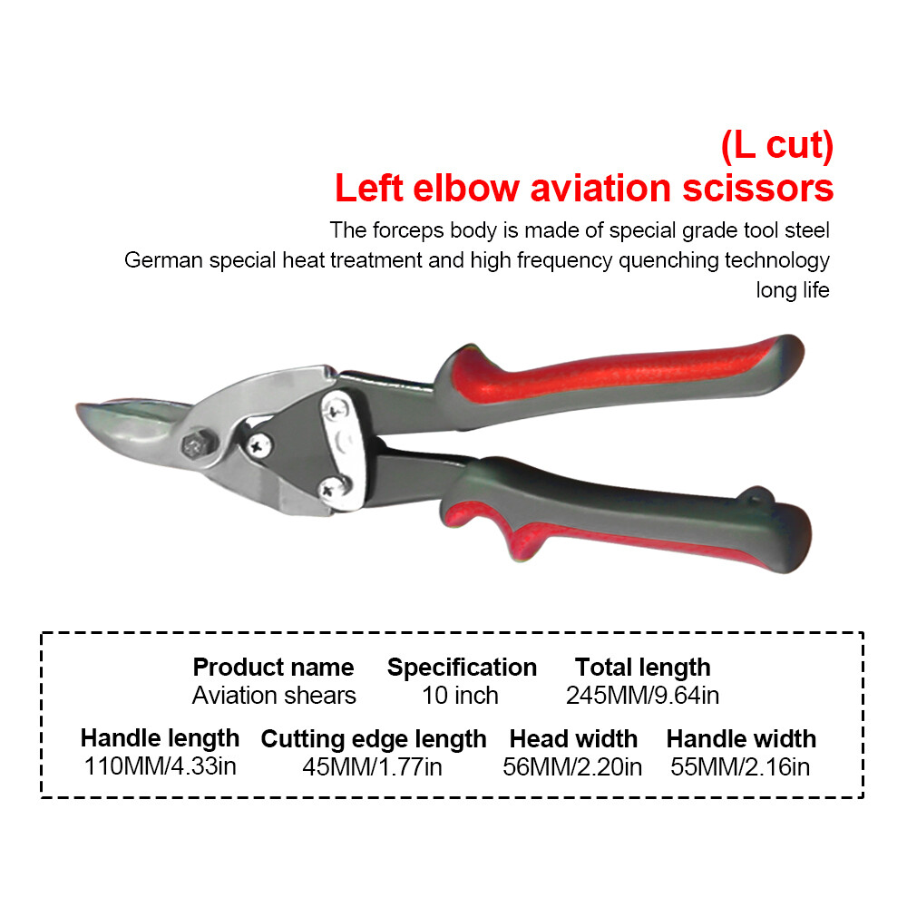 Aideepen Straight Cut Aviation Snip Compound Action Snips Straight Left and Right Cut for Cutting Metal Sheet