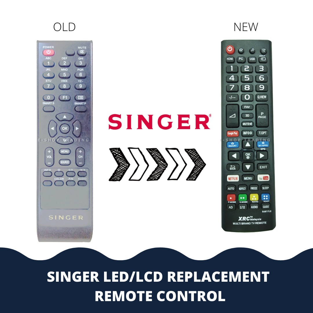 SINGER TLD324 TLD372 TLD374 TLD421HZ SINGER LCD/LED TV REMOTE CONTROL