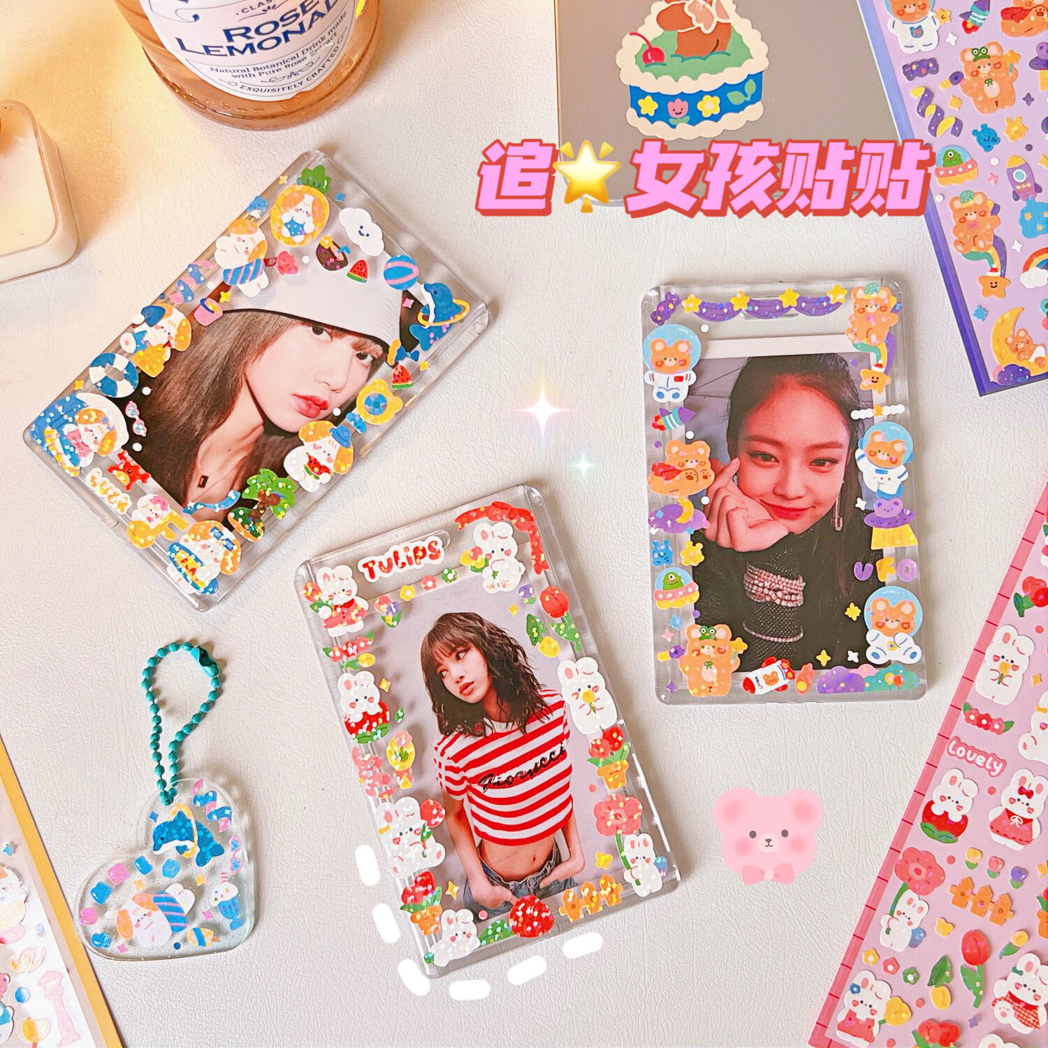 Sticker Trang Trí Hình Gấu Thỏ Dễ Thương Siêu Lạ