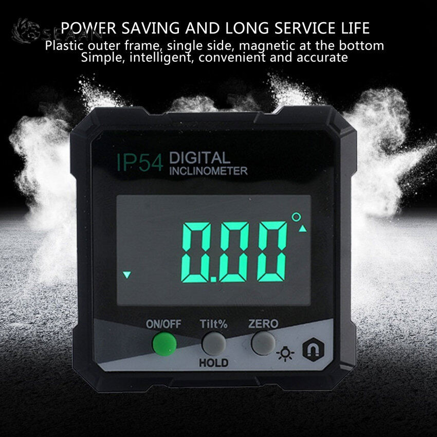 IP54 4x90° Digital Inclinometer Angle Protractor Backlight Protractor Slope Meter Single-Side Magnetic Electronic Goniometer（Without Battery）