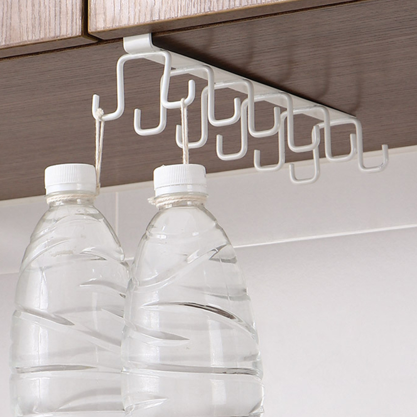12 Hooks Storage Shelf Wardrobe Cabinet Metal Under Shelves Mug Cup Hanger Bathroom Kitchen Organizer Hanging Rack Holder
